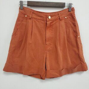 Essentiel Antwerp Womens Gorpcore Tencel Ball Shorts Size 6 Orange Indie Boho